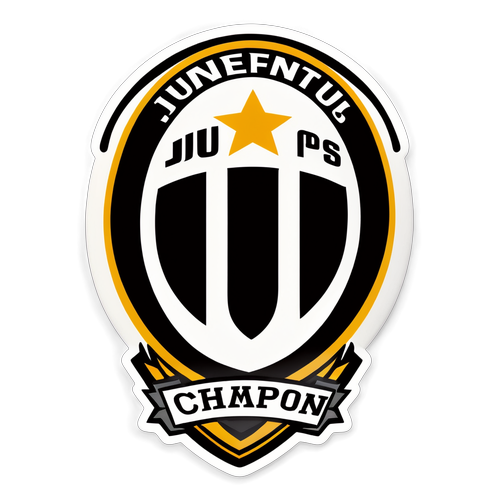 Ilustração Esportiva do Juventus com a frase 'Forte como um Campeão!'