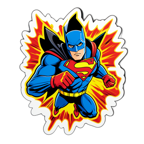 Sticker ng Justice League na may Emblem at Eksplosyon