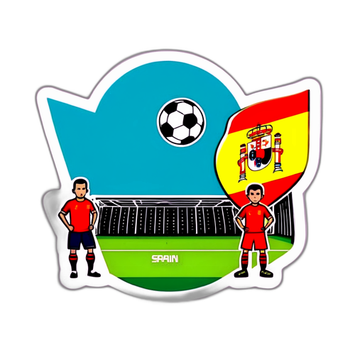 Sticker przedstawiający mecz piłkarski Hiszpania vs Portugalia