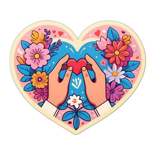 प्रेम भरा sticker: हाथों से बना दिल