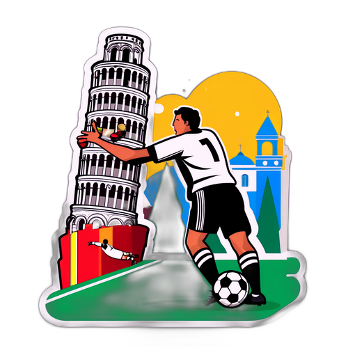Sticker Konsep Playful Pisa dengan Penjaga Gol