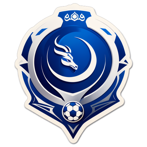 Stiker Sleek Emblem Al Hilal dengan Elemen Sepak Bola