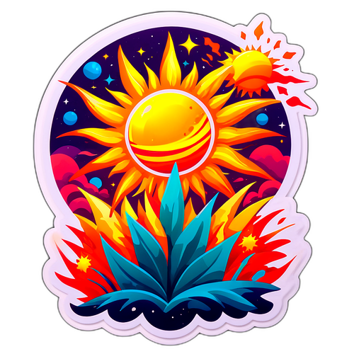 Güneşin Doğadaki Patlama Etkileri Stickerı
