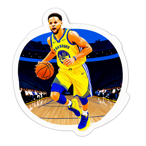 Autocolant cu Steph Curry driblând mingea