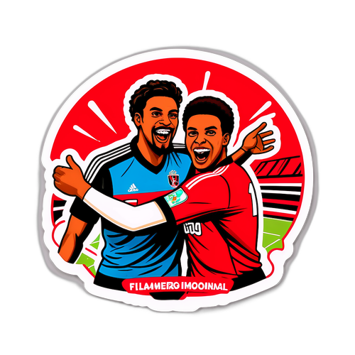 Sticker que ilustra una escena de un partido entre Flamengo e Internacional