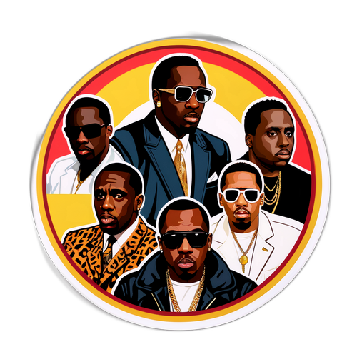 Sticker que representa a evolução da carreira de Puff Daddy
