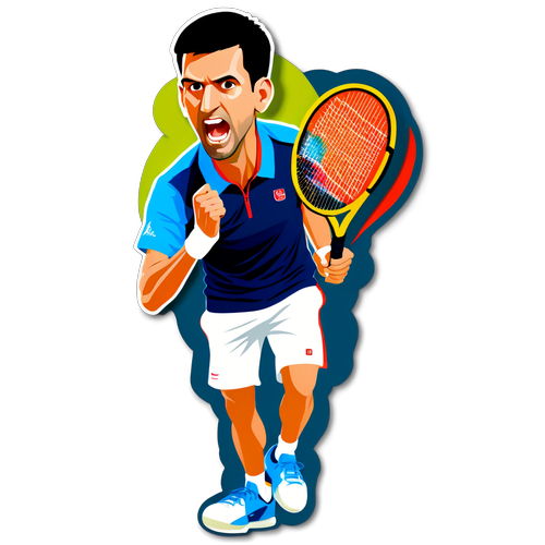 Aufkleber mit Tennisstar Novak Djokovic als Cartoonfigur