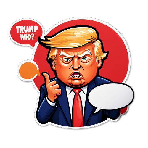 Karikatura Donalda Trumpa z chmurką "Trump kto?"