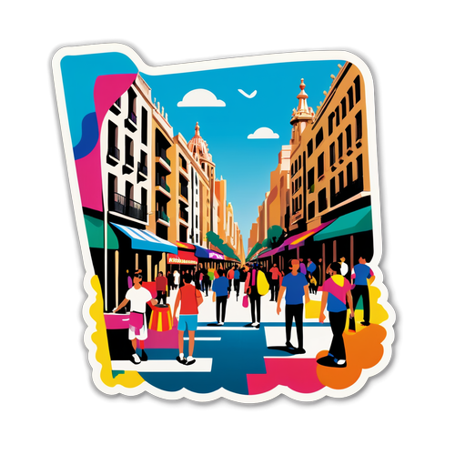 Kreativ klistremerke av La Rambla i Barcelona