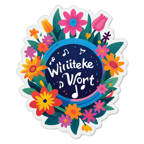 Betoverend Herinneringsontwerp: Vier de Levensvreugde van Wieteke van Dort met Kleurrijke Bloemen en Muzieknoten!