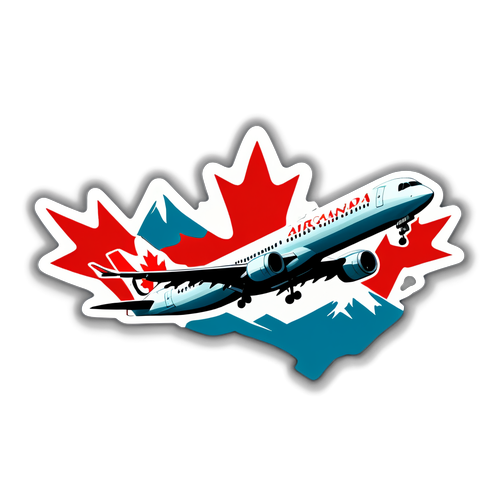 Stiker Logo Air Canada dengan Pesawat di Atas Landmark Terkenal di Kanada