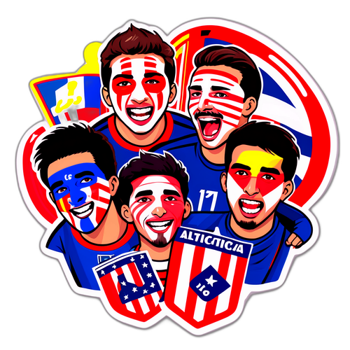 Fani Atletico Madrid cu steaguri și fețe pictate