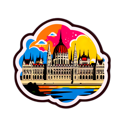 Budapestin kuuluisin parlamentti värikkäällä graffitillä