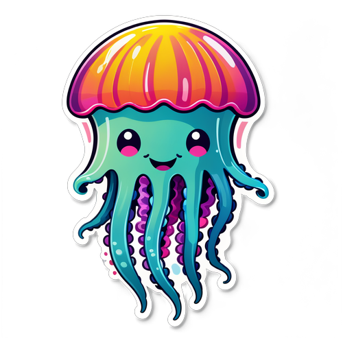 Happy Colorful Jellyfish Sticker