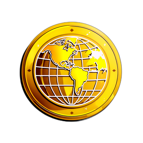 달러 환율을 상징하는 금화와 지구본을 결합한 스티커
