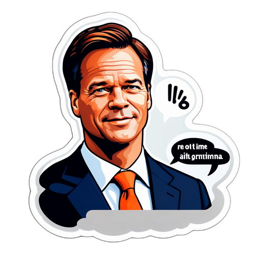 Sticker modern cu un portret stilizat al lui Mark Rutte