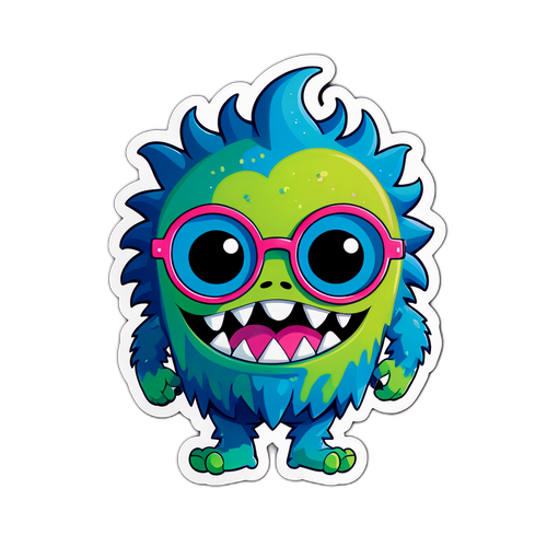 עיצוב מדבקה של מפלצת חמודה