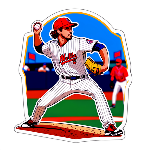 An Illustrated Sticker of Aaron Nola Pitching