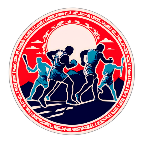 Île de Pompéi avec Athlètes en Action