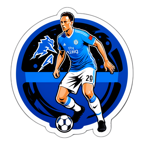 Adesivo di Giocatore di Calcio in Posizione Difensiva