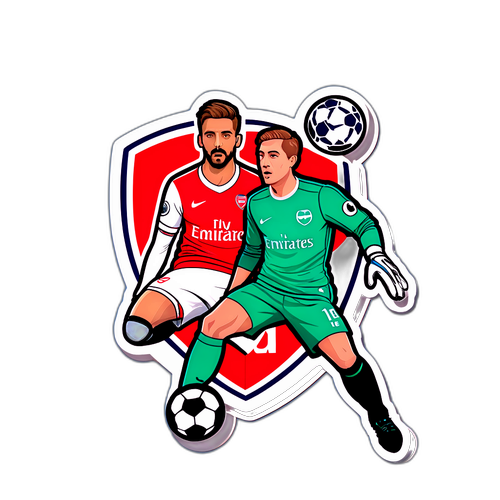 축구 스티커: 아스널과 브라이턴 로고, 골키퍼 세이브