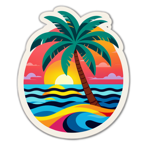 Tropical Beach Sunset Sticker
