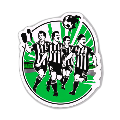 Γραφική αναπαράσταση του αγώνα ΠΑΟ-Παρτιζάν με ενθουσιώδεις φιλάθλους