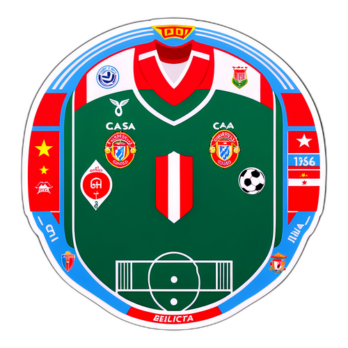 Stiker Padang Bola dengan Logo Benfica dan Casa Pia