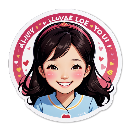신애라의 미소와 '항상 사랑해' 메시지 스티커