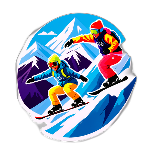 Naklejki przedstawiające żywe sceny snowboardowe z Zimowych Igrzysk Olimpijskich 2026