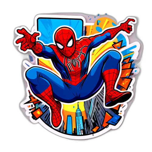 En rolig klistermärke av Spider-Man i aktion