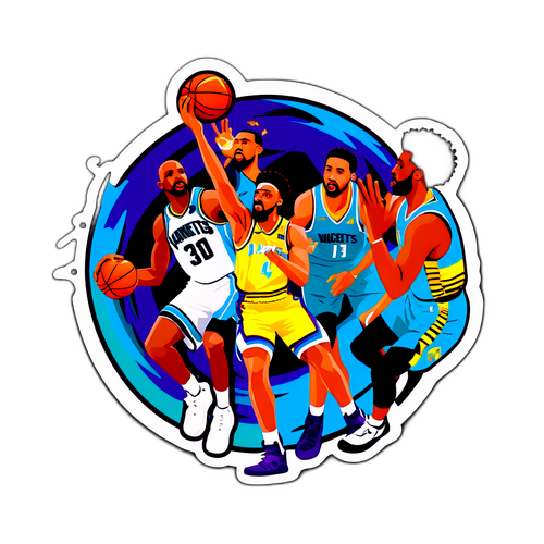 Makulay na Sticker ng mga Manlalaro ng Hornets at Nuggets