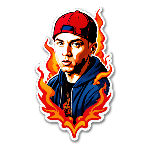 Adesivo con il cappello e il microfono di Eminem