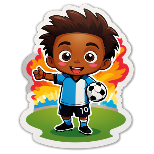 Sticker cu Gavi pe terenul de fotbal