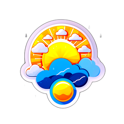 Наклейка з прогнозом погоди на завтра: сонце, хмари, дощ