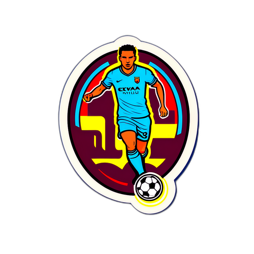 Sticker elegant Aston Villa vs Roma cu acțiune fotbalistică