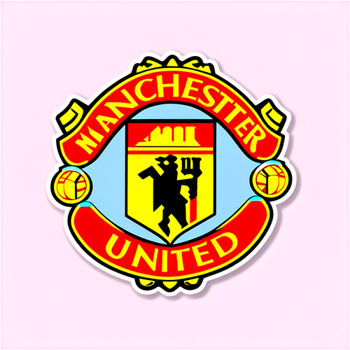 Sticker tôn vinh câu lạc bộ Manchester United với logo và câu slogan nổi bật