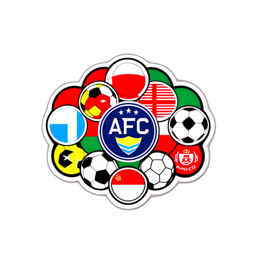 Logo AFC Cup dengan Bola Sepak dan Bendera Nasional