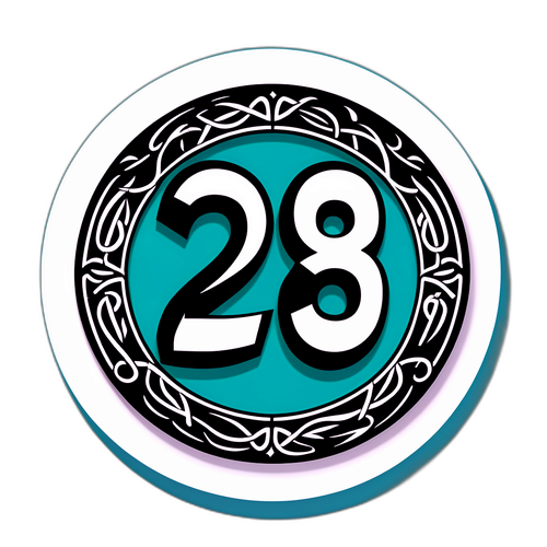 Наклейка з переплетеними цифрами '28'