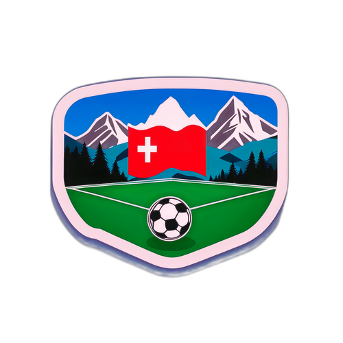 오스트리아 경치를 배경으로 한 축구 스티커 디자인