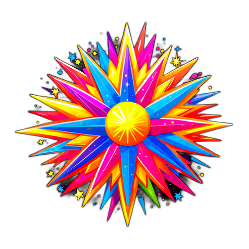 Μια χρωματιστή αυτοκόλλητη ετικέτα με στυλιζαρισμένο αστέρι