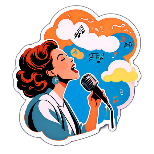 Etichetta elegante di Ornella Vanoni che canta