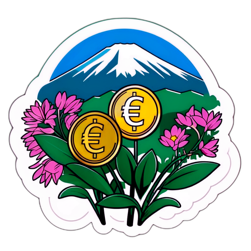 Euro-Münzen in Bulgarien mit blühender Landschaft