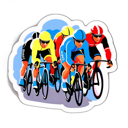 競輪グランプリの重要なレースシーンを描いたアクション満載のステッカー