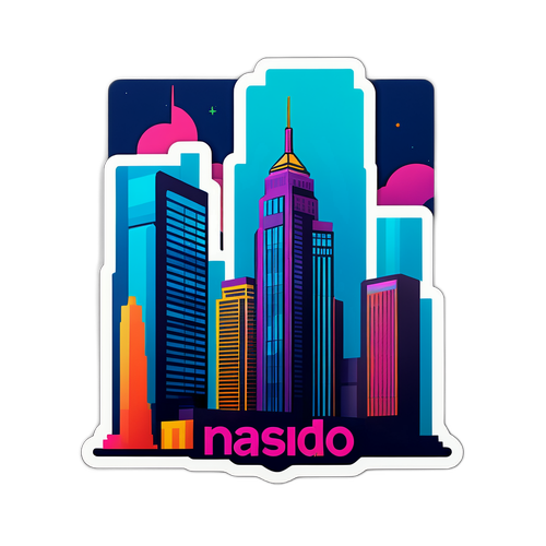 Nasdaq Binası ve Şehir Silueti Sticker