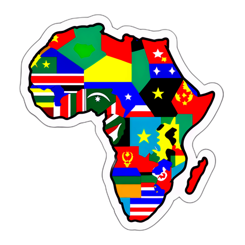 Klistermärke av den afrikanska kontinenten med färgglada länder