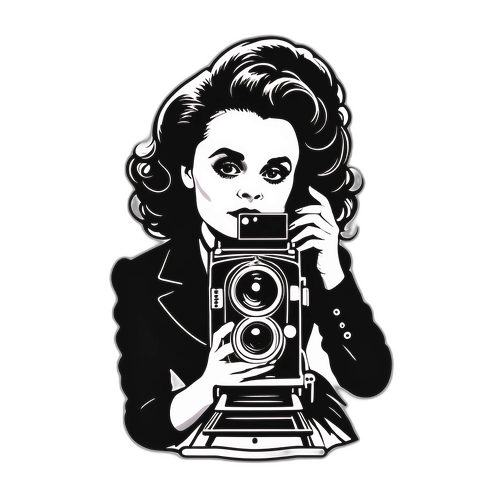 Sticker van Helena Bonham Carter met een vintage filmcamera