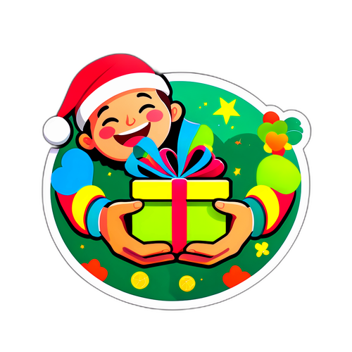 Rekaan Sticker Ceria Menggambarkan Sumbangan