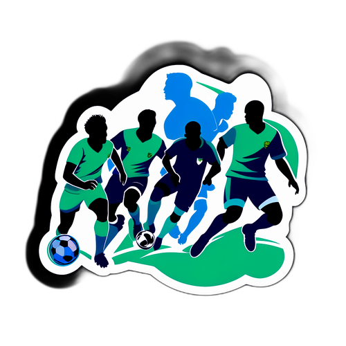 Sticker cu Siluete de Fotbaliști din Australia și Africa de Sud