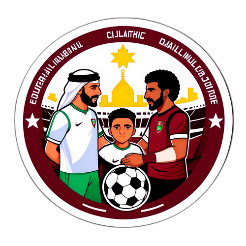 Sticker ya Kuadhimisha Mchanganyiko wa Wanachama wa Qatar na Palestina